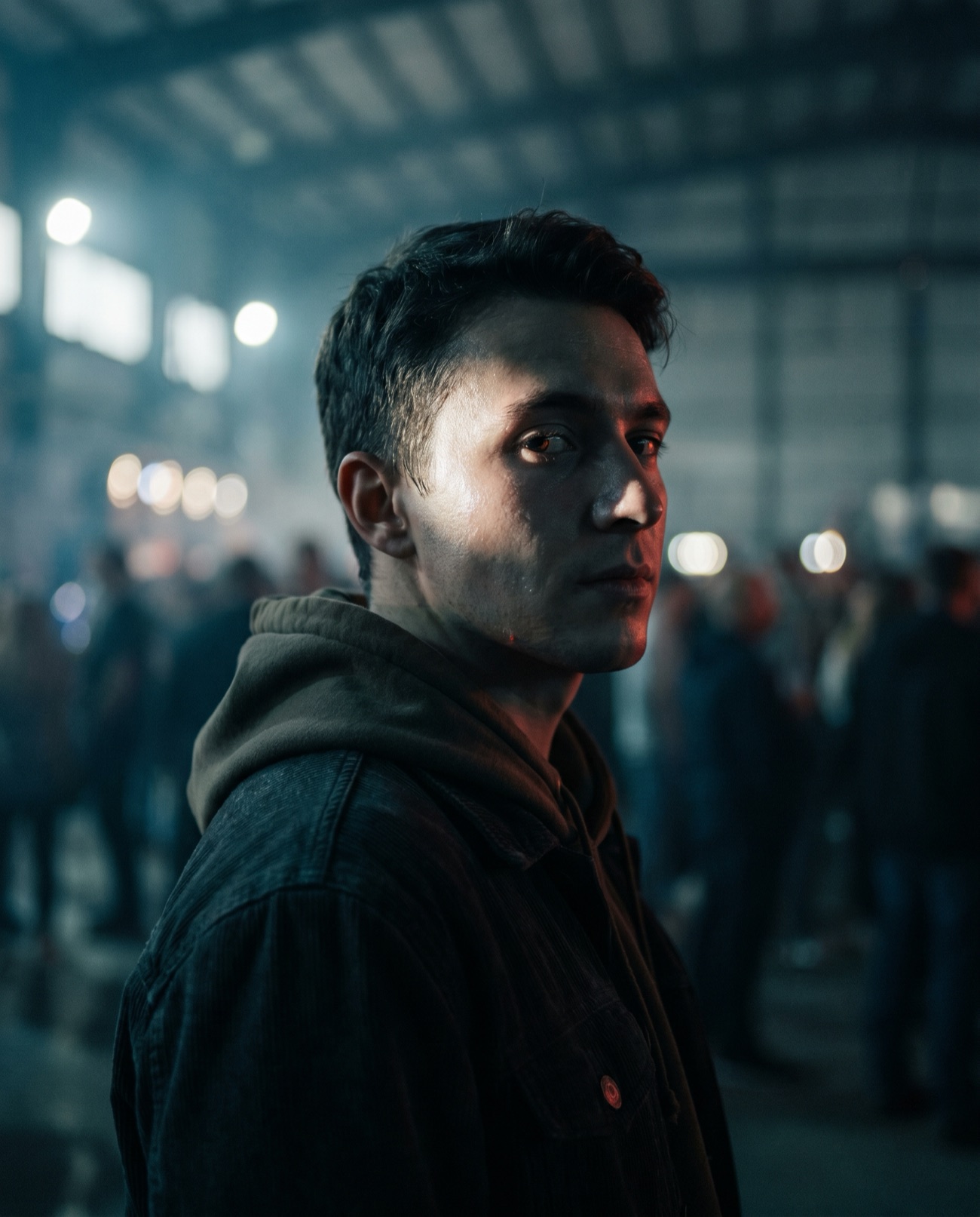 Portrait einer Person im Crowd-Licht